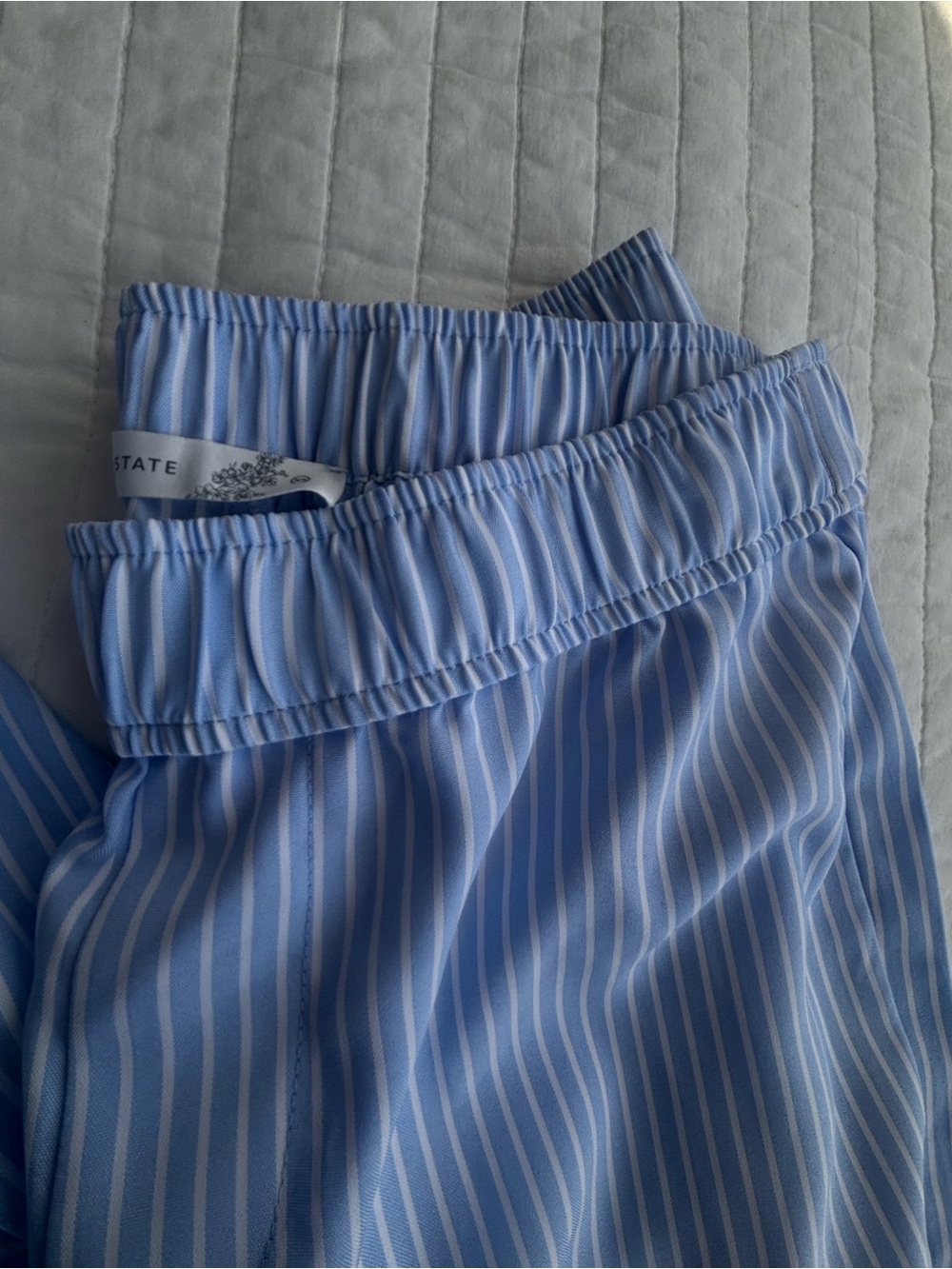 Altar'd State Light Blue & White Striped Straight Leg Pants
